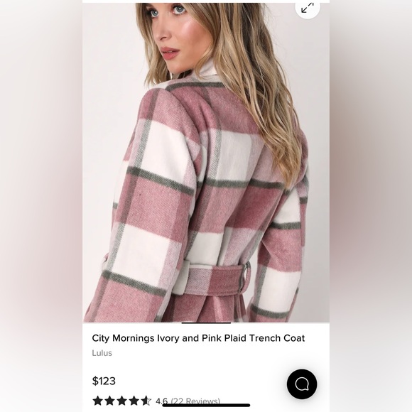 NWOT City Mornings Pink Plaid Trench Coat - Picture 3 of 9